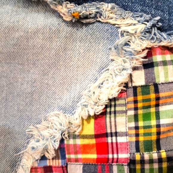 UPCYCLED☆HANDMADE "ella moss" and ☆OKD co. EMBELLISHED DENIM SKIRT Size 28 - Picture 3 of 15